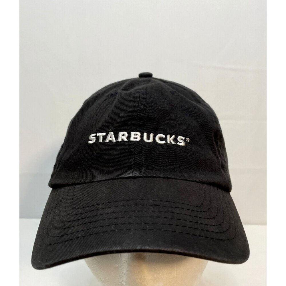Starbucks employee uniform hat cap 6 1/2" strap back black